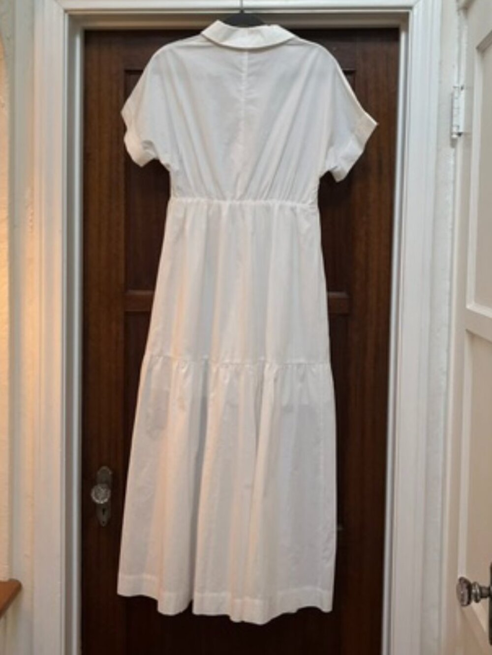 PINCH white tiered cotton shirtdress with front patch pockets (S) NWT - Picture 2 of 2